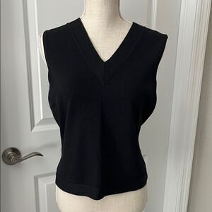 Talbots Black Fitted Sleeveless V Neck Top VTG Hong Kong